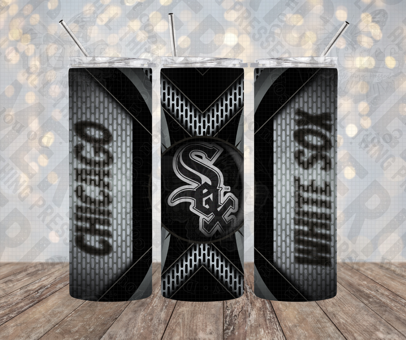 20oz | 30oz Chicago Black/White Metallic Tumbler 0040