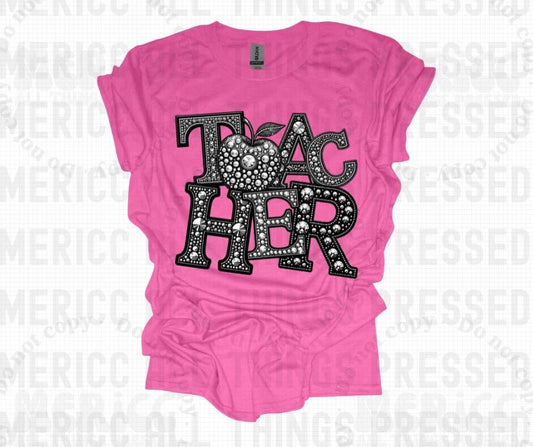 Teacher Faux Diamonds Tee