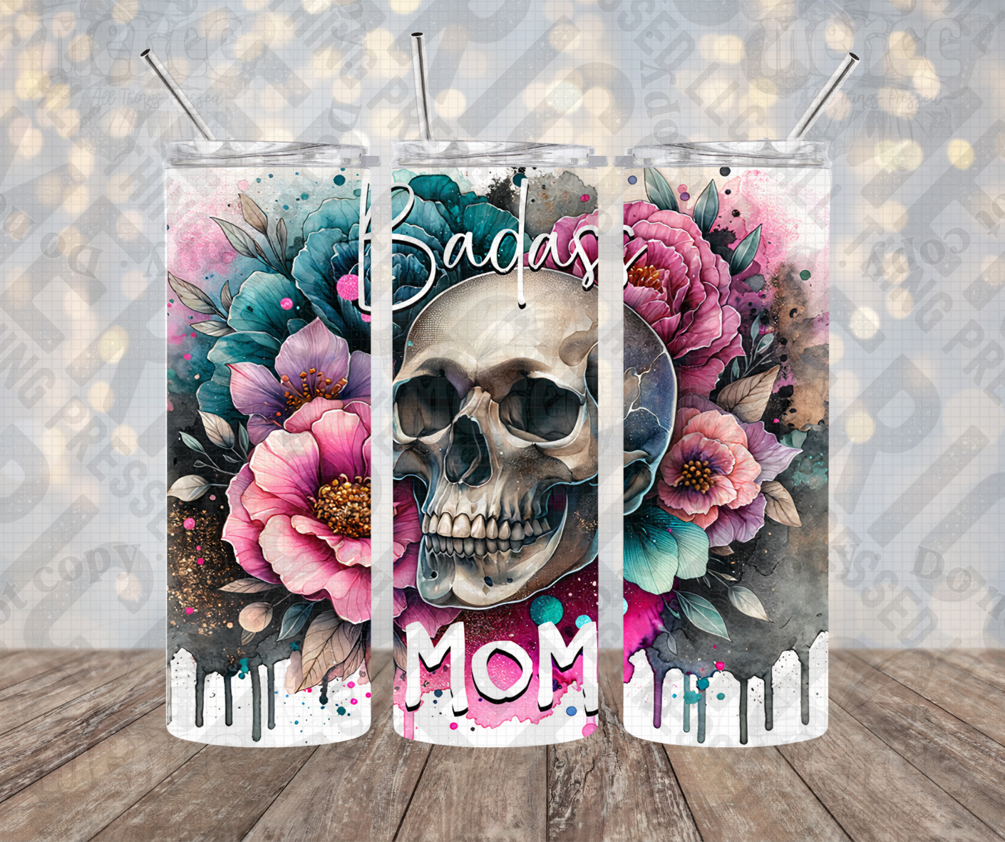 20oz | 30oz Badass Mom Skull Tumbler 0112