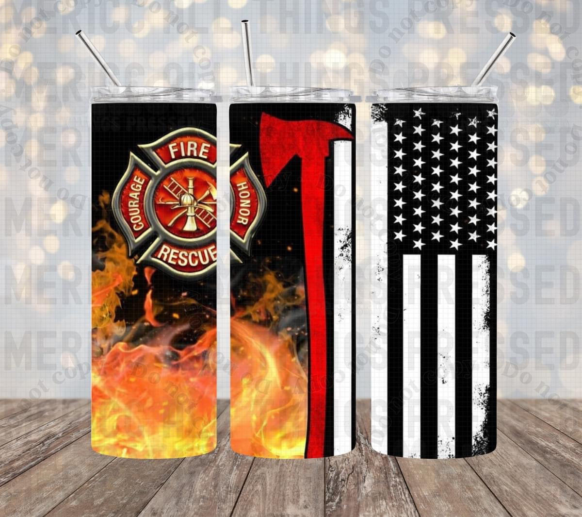 Fire Rescue Flag Tumbler