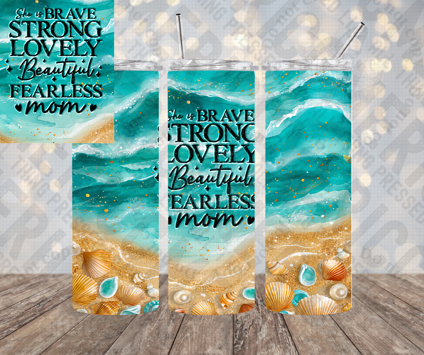 20oz | 30oz She Is Brave, Strong, Lovely, Beautiful, Fearless 🖤Mom🖤 Beach Tumbler 0037