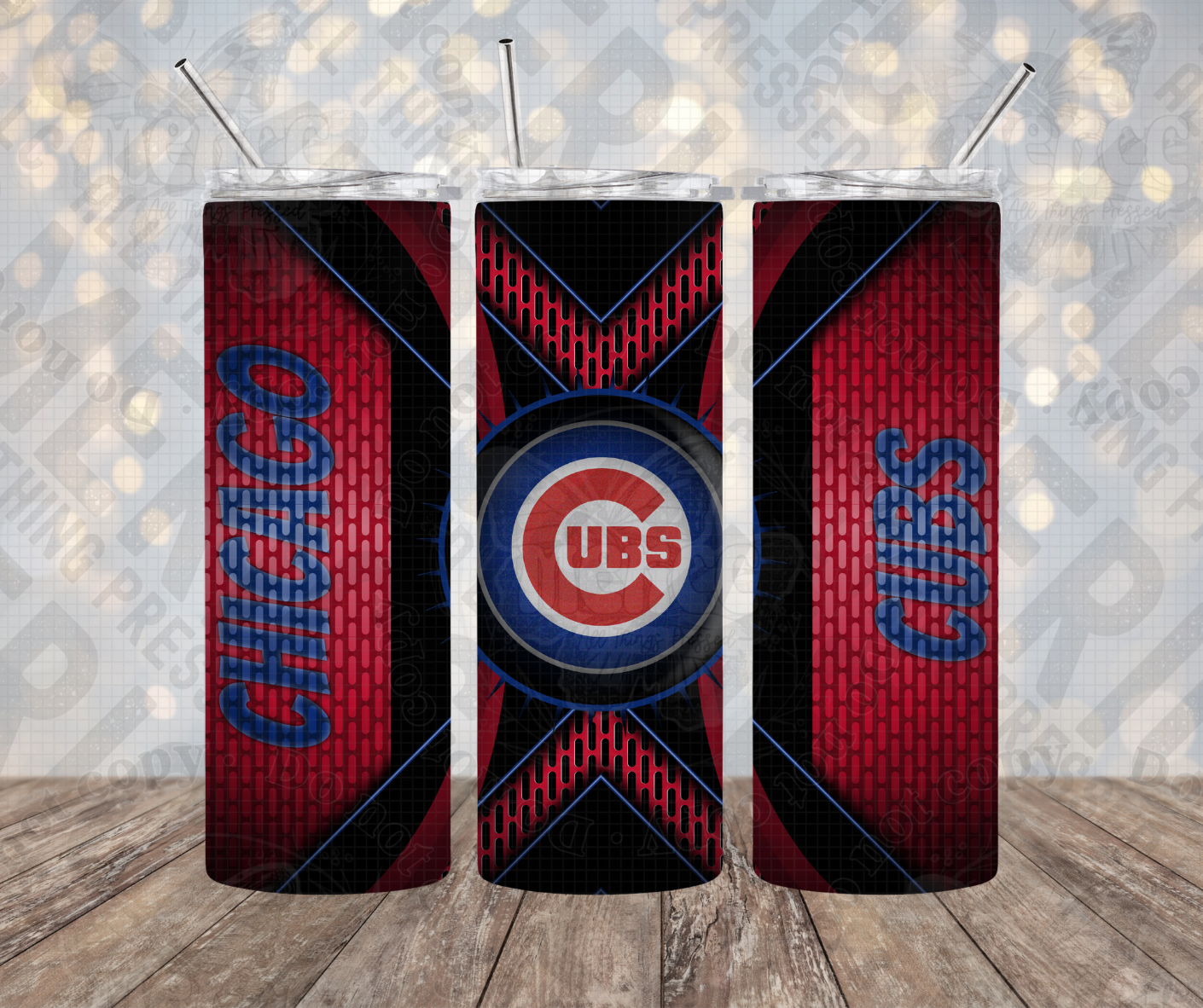 20oz | 30oz Chicago Red/Blue Metallic Tumbler 0038