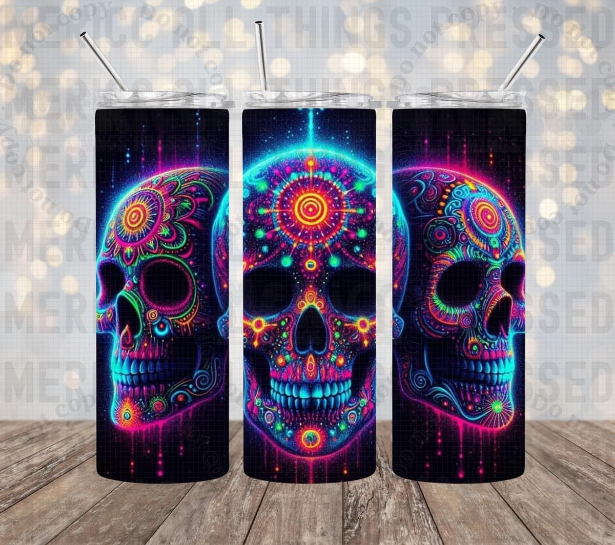 Psychedelic Skulls Tumbler