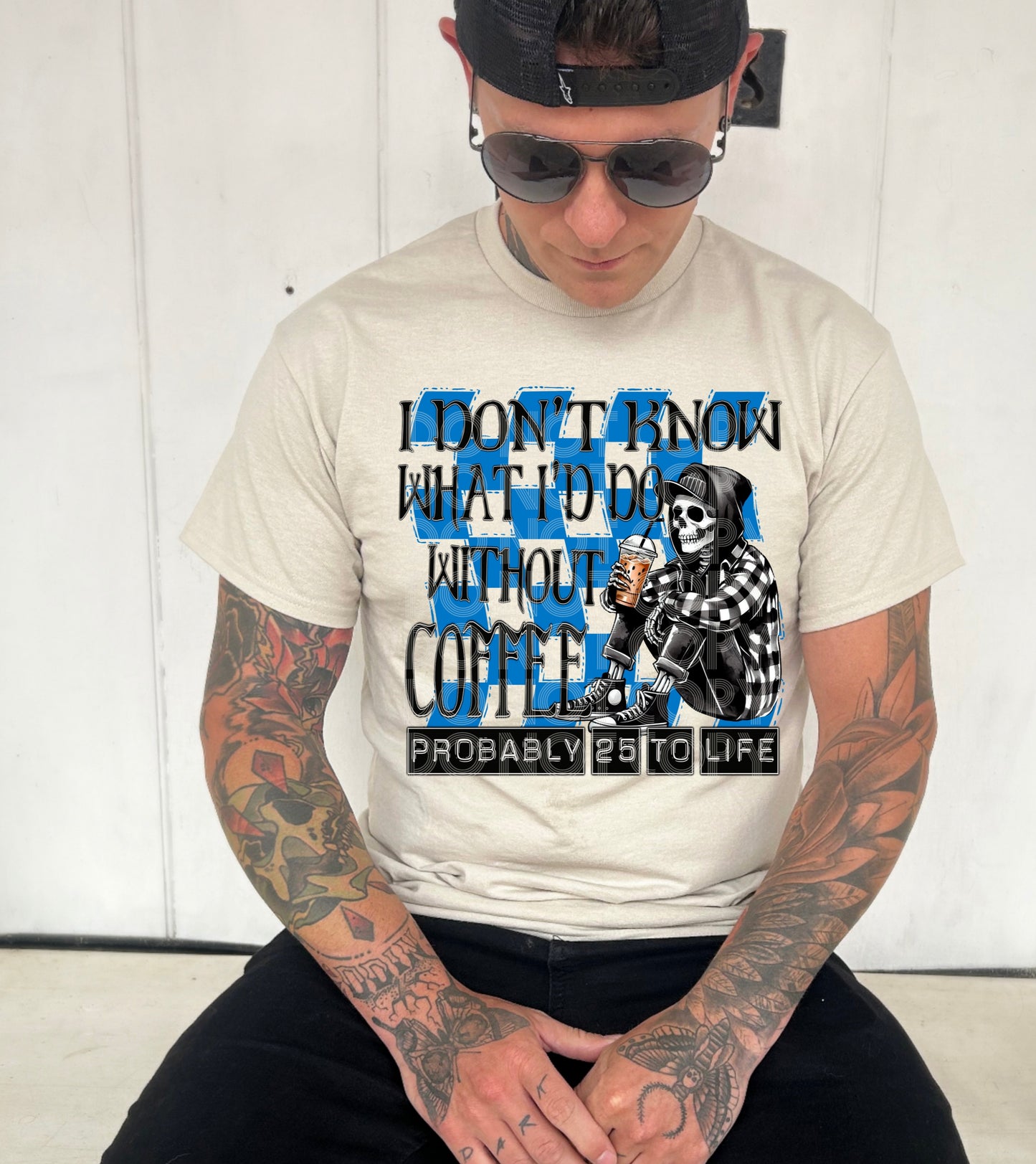 Do Without Coffee Men Blue Tee