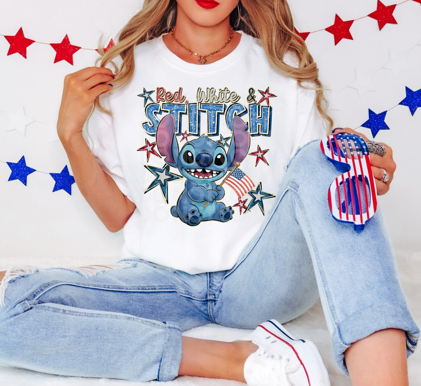 Red White & Stitch Tee