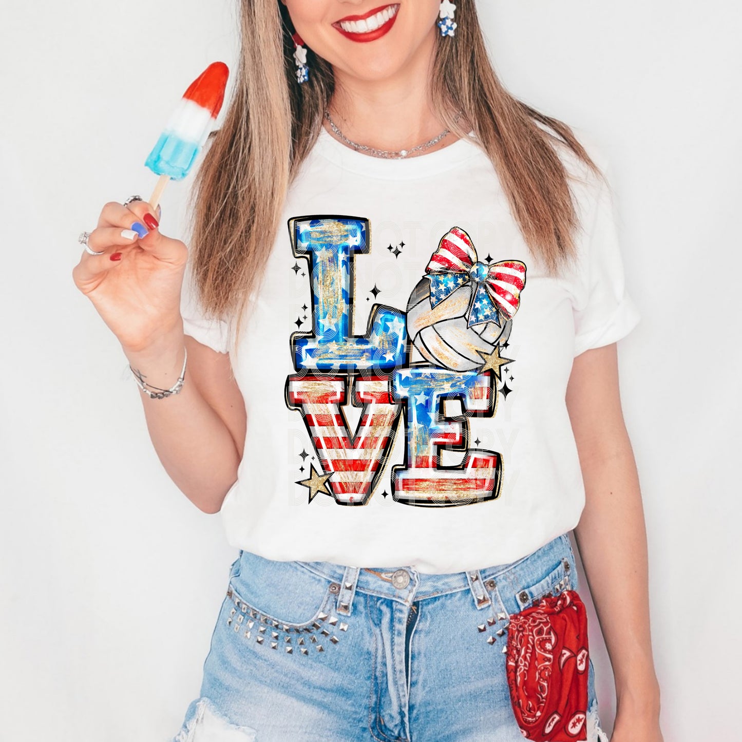 Love Volleyball Patriotic Tee