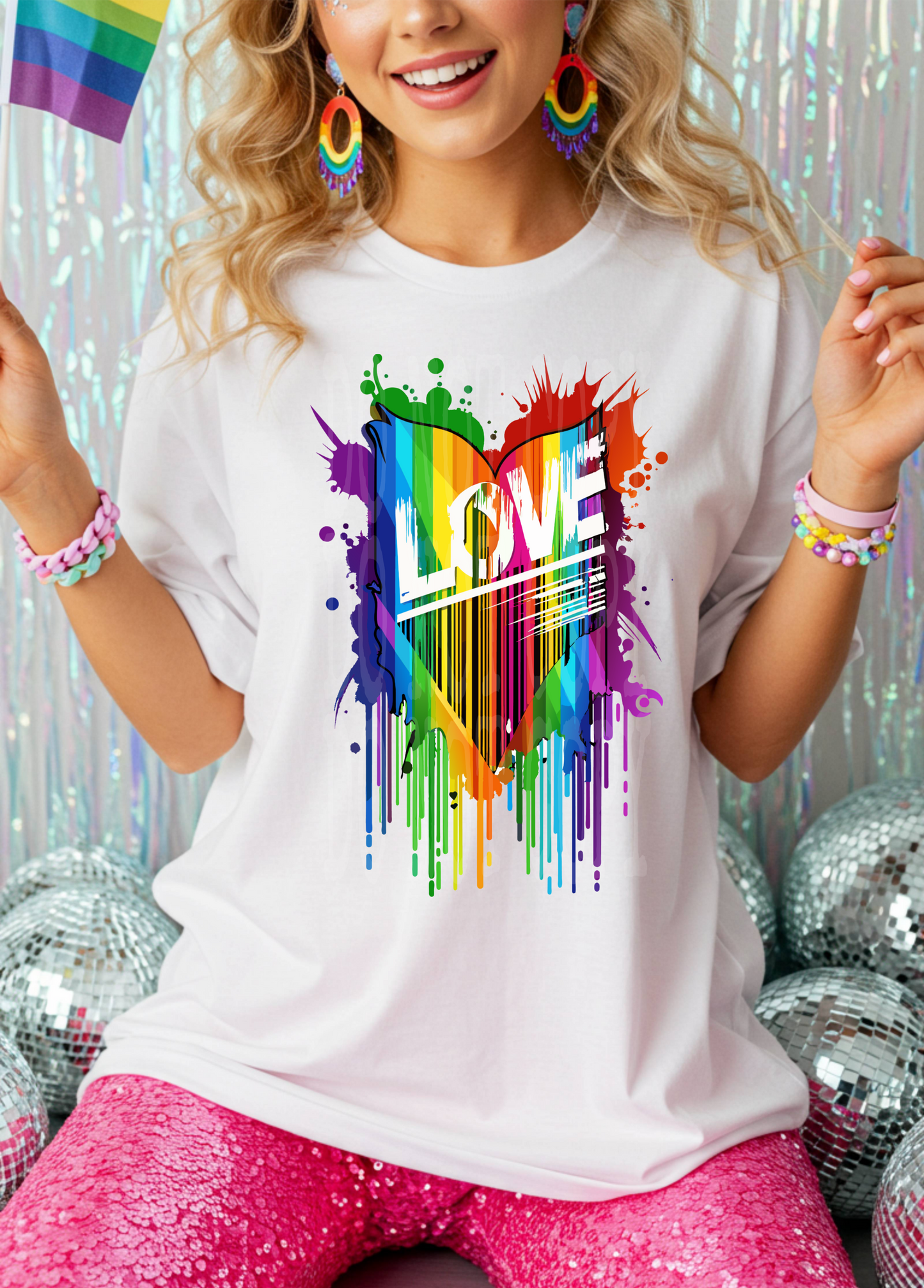 Love Dripping Rainbow Tee