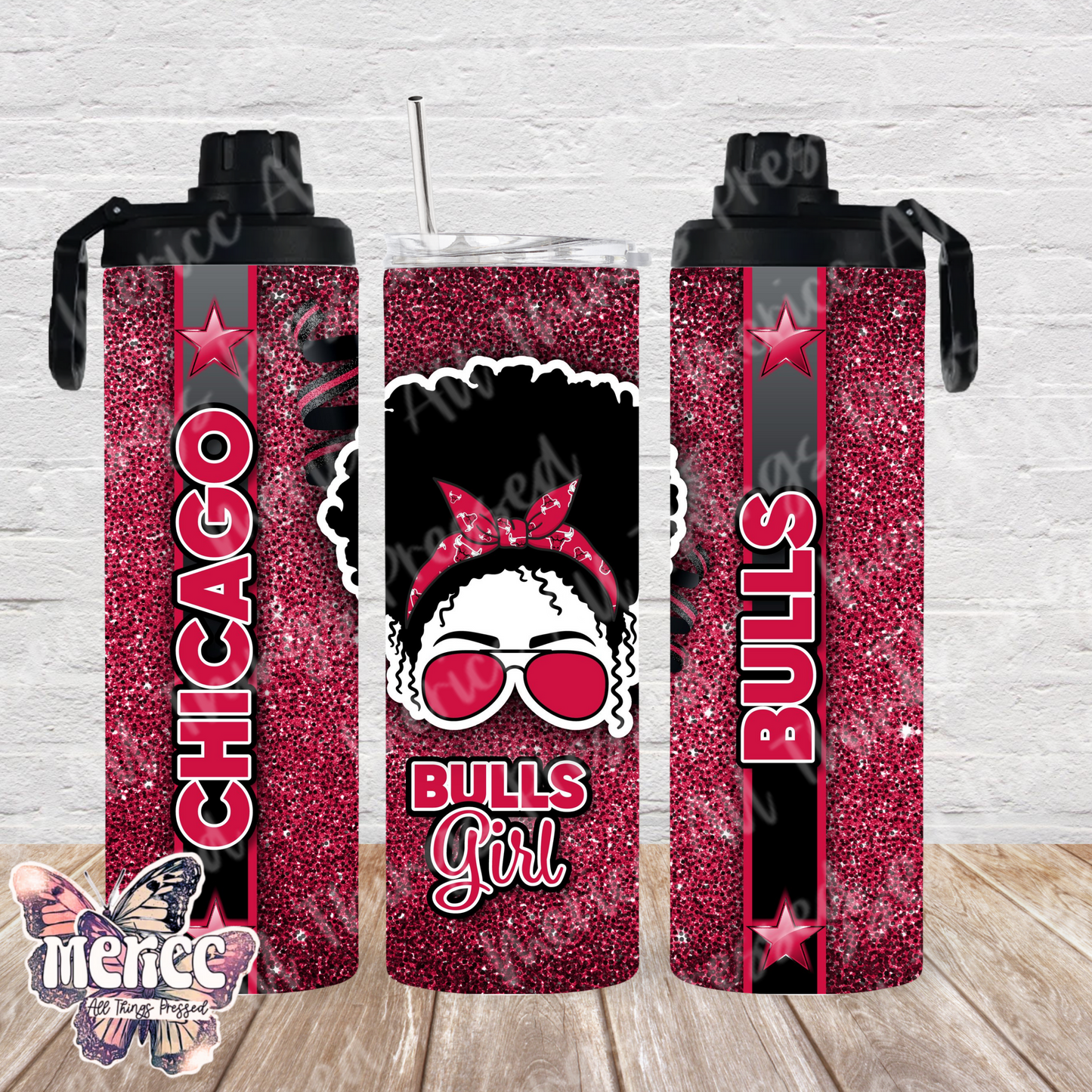 20oz Dual Lid Tumbler: Chicago Basketball Girl 0028