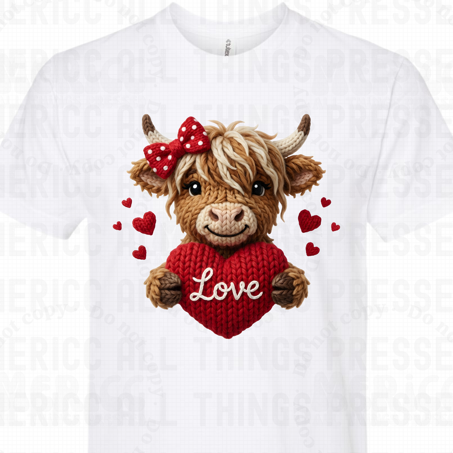 Faux Crochet Love Bull DTF