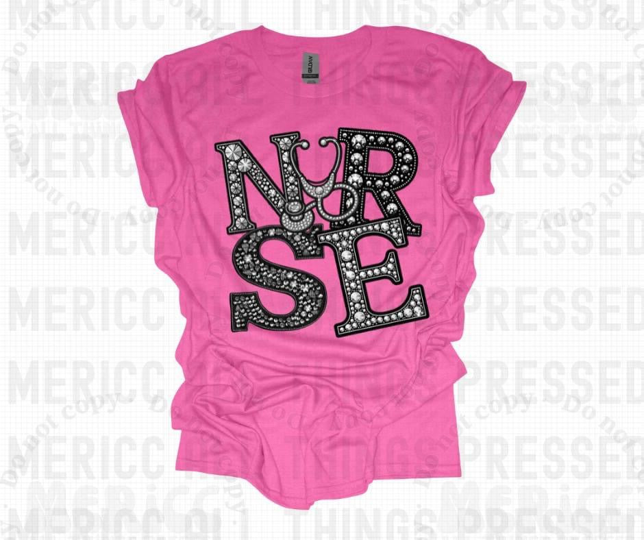 Nurse Faux Diamonds DTF