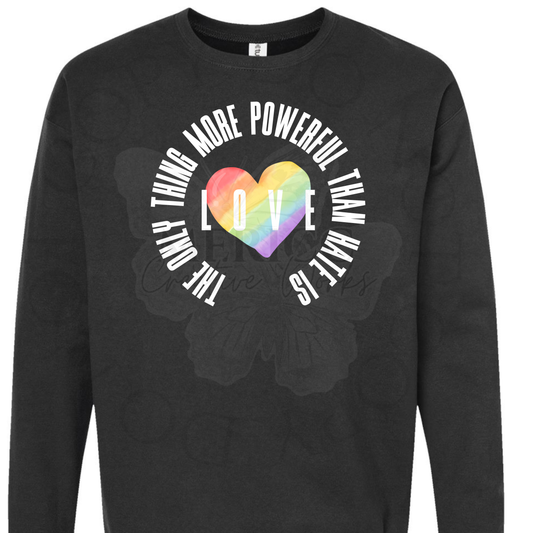 The Only Thing More Powerful Than Hate is Love - White Text