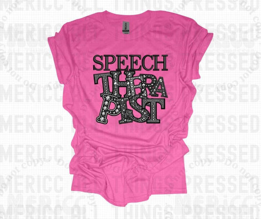 Speech Therapist Faux Diamonds Tee