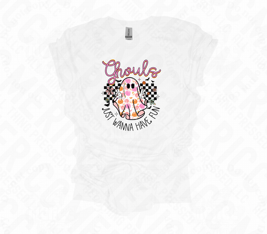 Ghouls Just Wanna Have Fun Black Checkered DTF