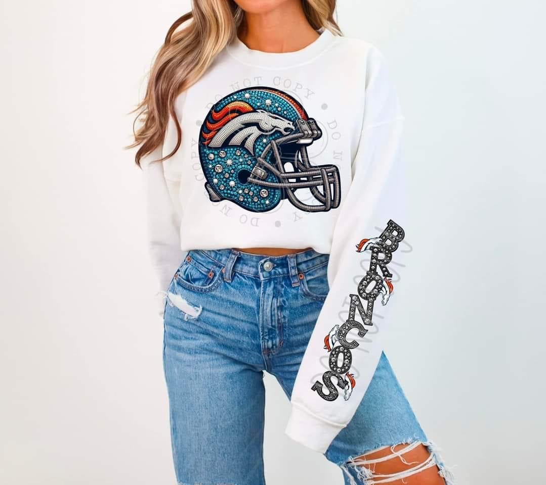 Faux Rhinestone Broncos Tee