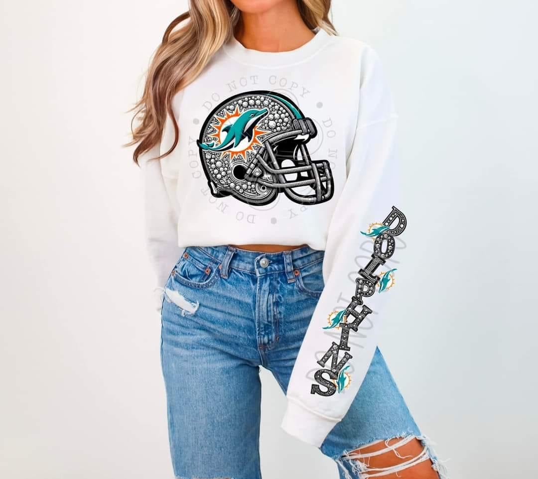 Faux Rhinestone Dolphins Tee