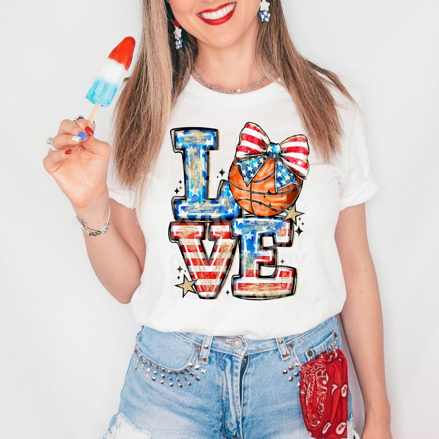 Love Basketball Patriotic DTF