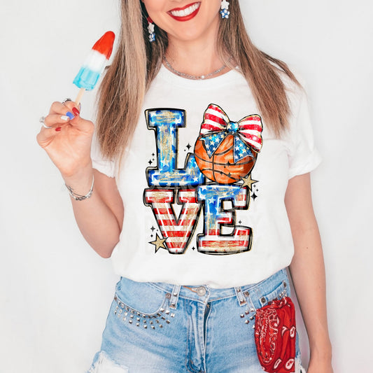 Love Basketball Patriotic DTF