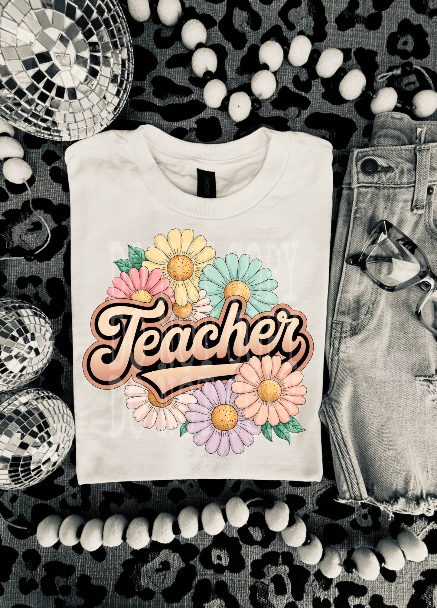 Teacher Daisy Floral DTF