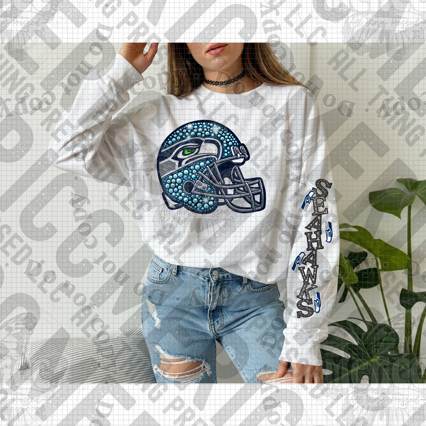 Faux Rhinestone Seahawks DTF Bundle